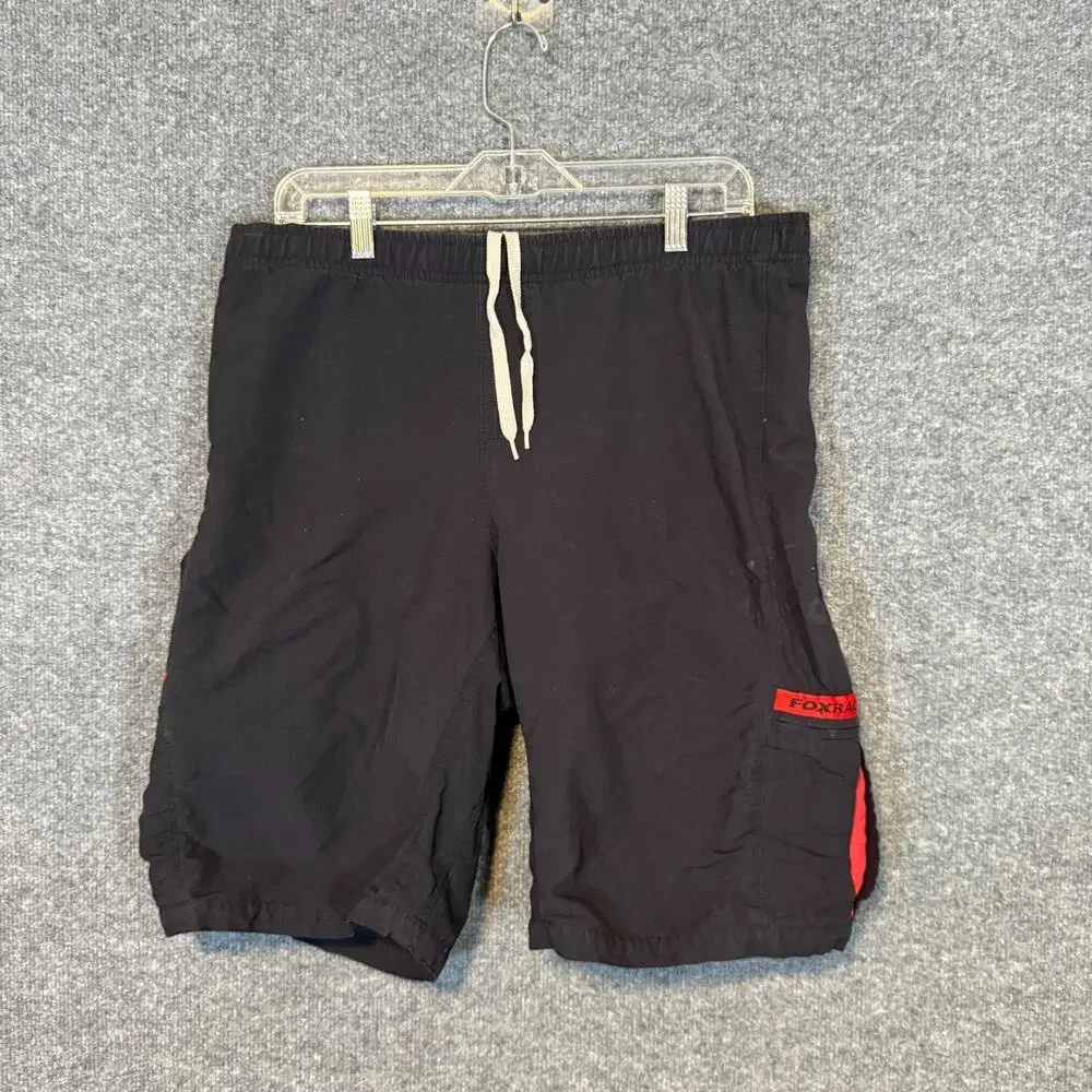 Fox Racing Cycling Shorts Mens Medium Black Red Trim Reflective Drawstring Cargo